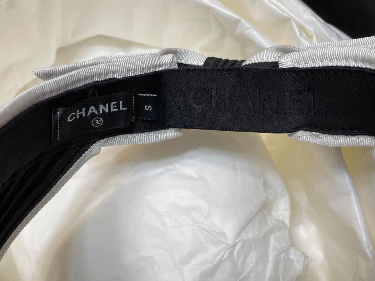 CHANEL シャネル 帽子 バイザー サンバイザー ブラック 黒 リボン 新品