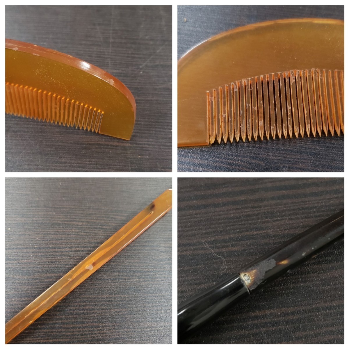 素晴らしい 鼈甲 べっ甲 他 櫛 くし 簪 翡翠? 和装小物 和服 zlote