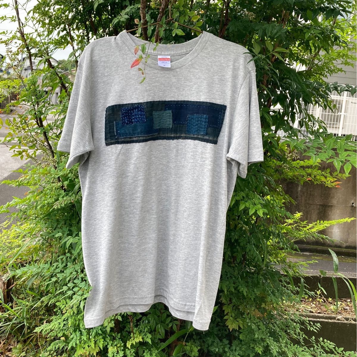 1942 size M 襤褸　リメイク　tシャツ 古布　藍染　藍染め　パッチワーク　ヴィンテージ　再構築　オリジナル　刺し子　刺子