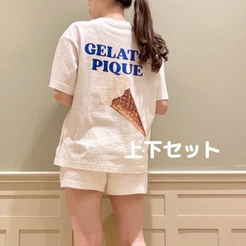 ジェラートピケ アイス柄バックプリントＴシャツ ギンガムチェック