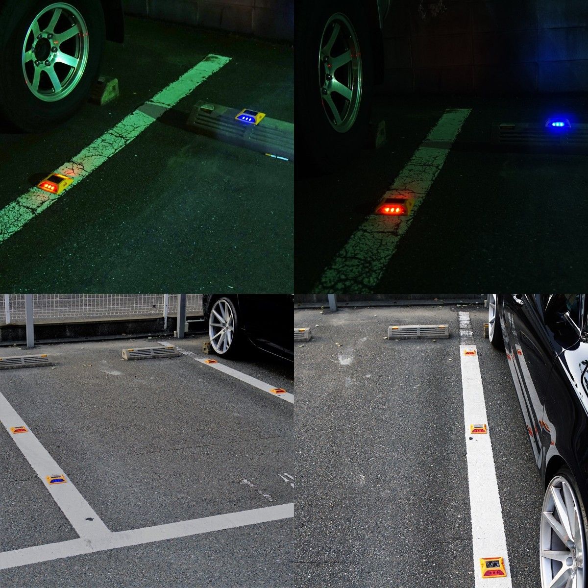 新品アウトレット 大容量電池 800mAh 道路鋲 LEDソーラー 2個セット 赤 レッド　夜間自動点滅 駐車場 危険場所