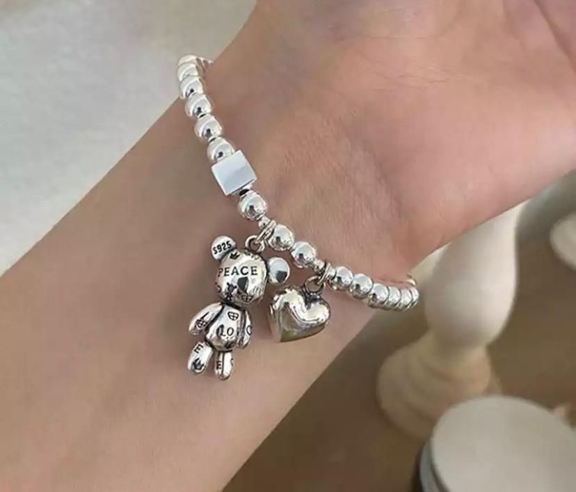 586 シルバー ブレスレット s925 熊 バングル ジュエリー アクセサリー