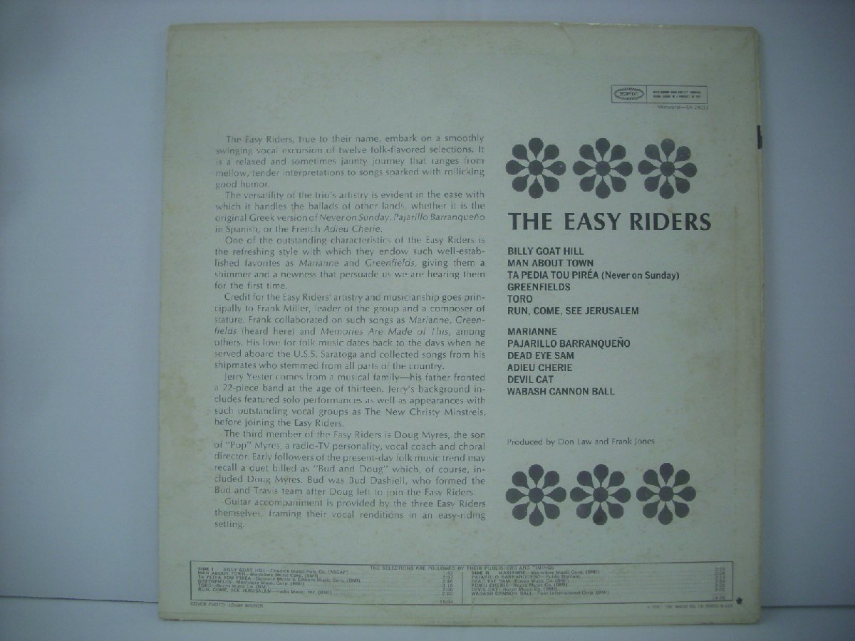 ■ LP 　THE EASY RIDERS ザ・イージーライダーズ US盤 EPIC LN 24033 JERRY YESTER ジェリー・イエスター在籍 ◇r50623_画像2