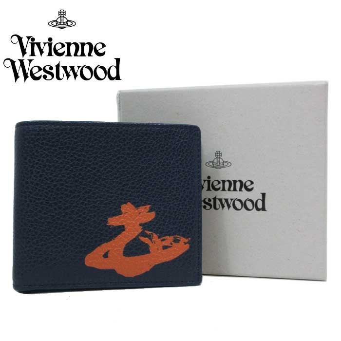 ヴィヴィアンウエストウッド 二つ折り財布(小銭入無) Vivienne Westwood レザー グラフィックオーブプリント 51120008 42029 K402_画像3