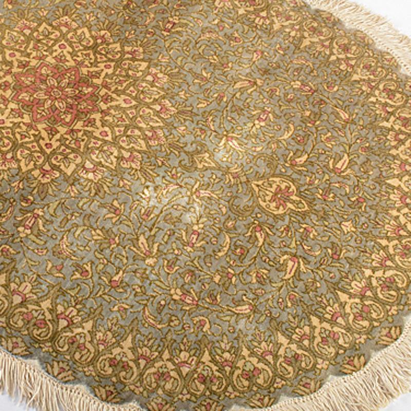イラン製 ペルシャ絨毯 段通 絹100% 58×90cm G R5236B