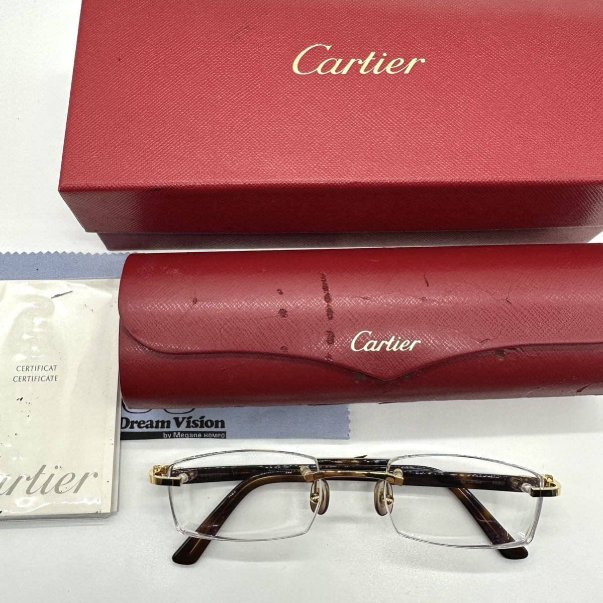 希少◇Cartier カルティエ メガネ サングラス ゴールド べっ甲 縁なし ヴィンテージ メンズ レディース ユニセックス