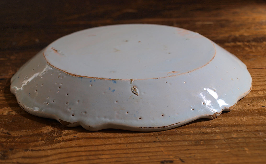 春早割 19世紀 白錫釉 ファイアンス 22.2cm ムスティエ 白い陶器の絵皿