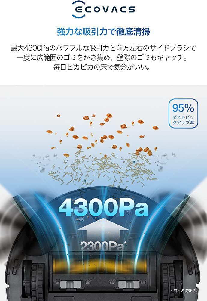 最安挑戦！ 【機能強化】ECOVACS(エコバックス）N10 静 お掃除ロボット 水拭き対応 高精度マッピング機能 4300Pa強力吸引 ロボット掃除機  PLUS ロボットタイプ