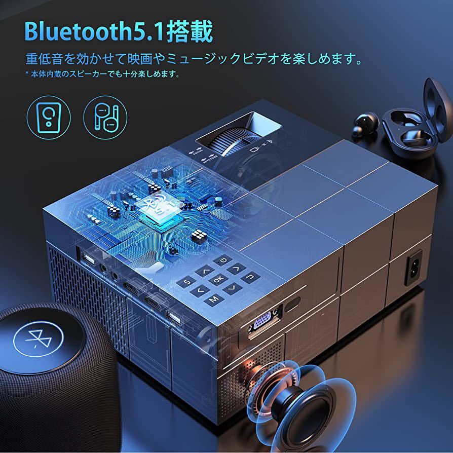 【最新家庭用・ビジネス両用＆100スクリーン付き】5GWiFi プロジェクター 小型 17000LM 4K対応 1080P フルHD Bluetooth5.1搭載 内蔵_画像4