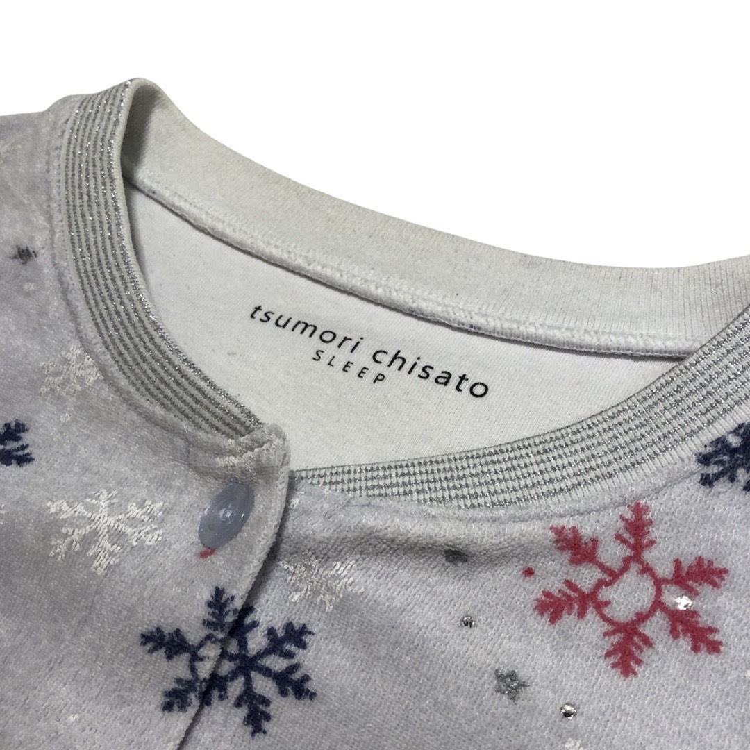 ★ツモリチサト スリープ tsumori chisato SLEEP ★総柄 雪柄 セットアップ パジャマ 前開き size L 管:D:06_画像5