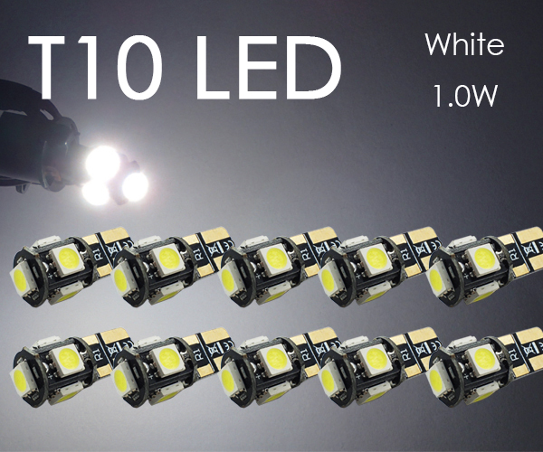 10個 T10 LED ポジション ナンバー灯 3チップ5連 白 5050チップ ルームランプ 電球 ホワイト 12V用 SX011 代引き可_画像1