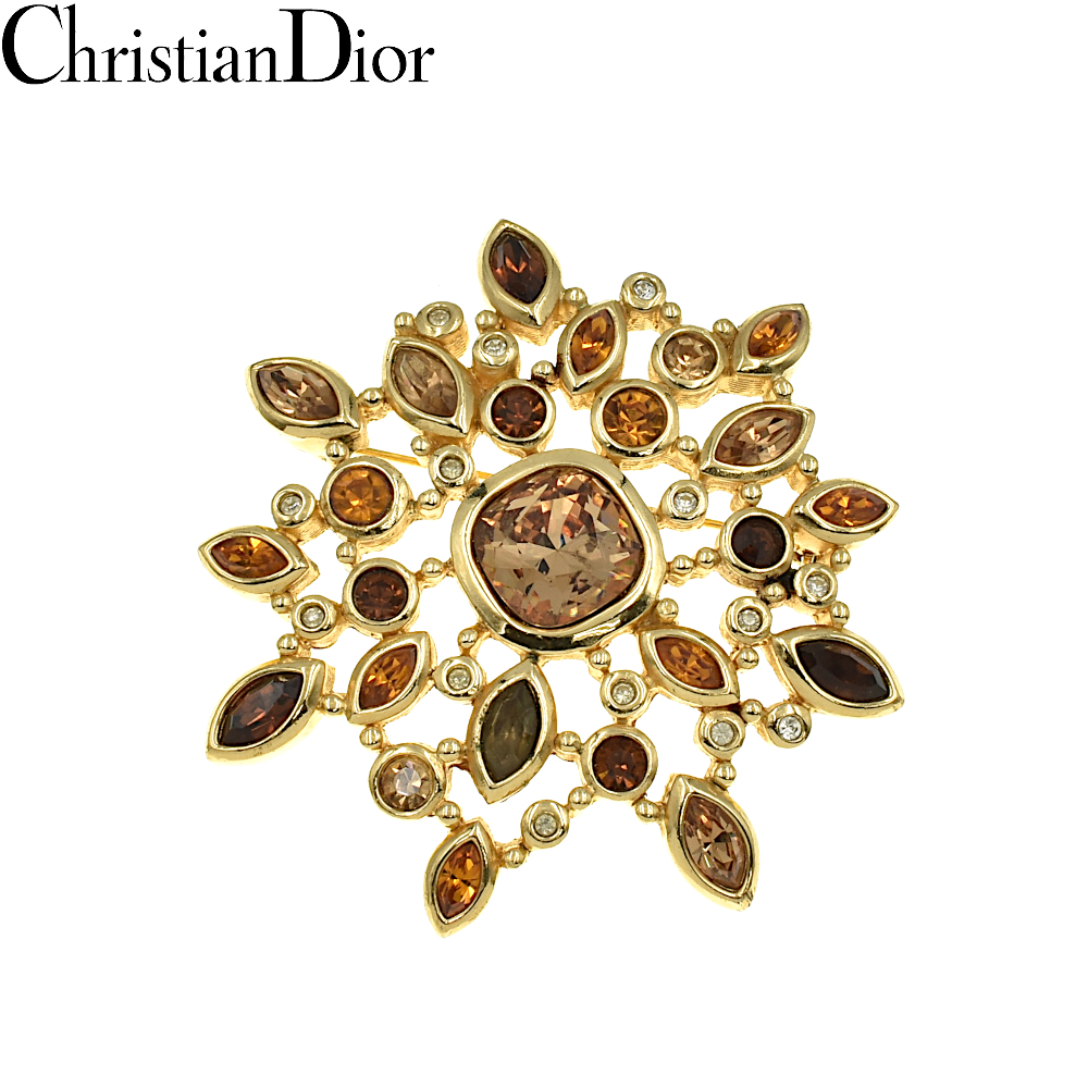 Christian Dior Christian Dior Vintage цветной камень цвет камень брошь Gold 