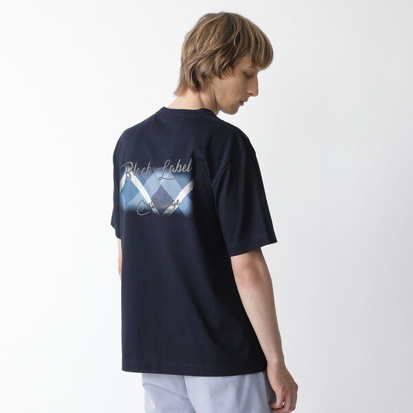 紺★新品タグ★ブラックレーベル BLACK LABEL CRESTBRIDGE クレストブリッジチェックバックプリントT Tシャツ グラデーション状チェック柄 紺★新品タグ★ブラックレーベル BLACK LABEL CRESTBRIDGE クレストブリッジチェックバックプリントT Tシャツ グラデーション状チェック柄