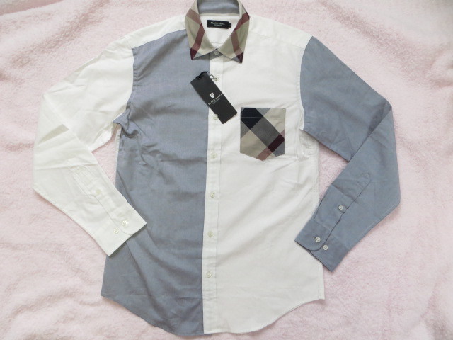 S/M 長袖★新品★正規品 ブラックレーベル/BLACK LABEL CRESTBRIDGEクレストブリッジチェックドッキングシャツ★パネルビッグスケール