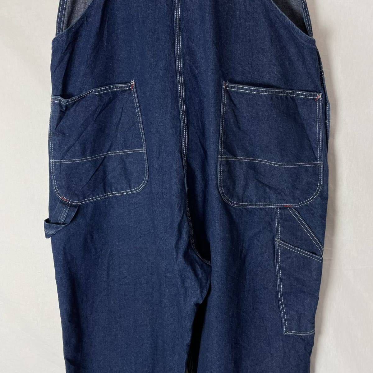 80's アメリカ製　デニムオーバーオール 古着　44×32 サロペット ネイビー　ヴィンテージ WORKWEAR _画像7