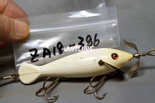 VINTAGE HEDDON SPINDIVER C1919 WOODEN GLASSEYE LURE USA #CHIPPEWA #VINTAGELURE #WOODENLURE_画像7