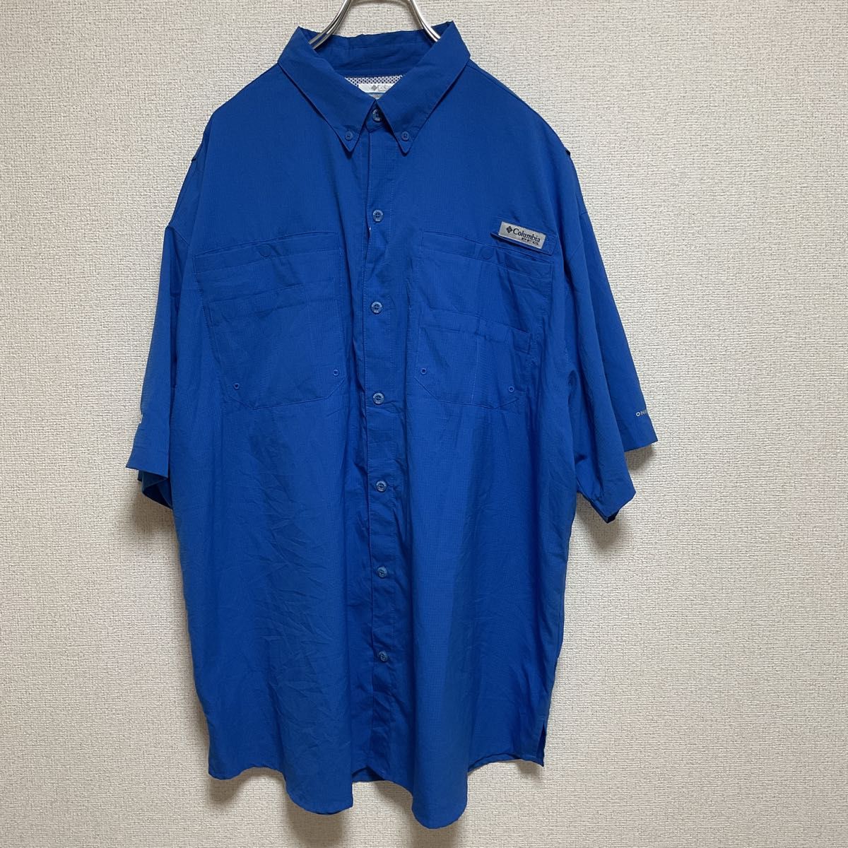 【古着】Columbia コロンビア　PFG 企業ロゴ　フィッシングシャツ　半袖