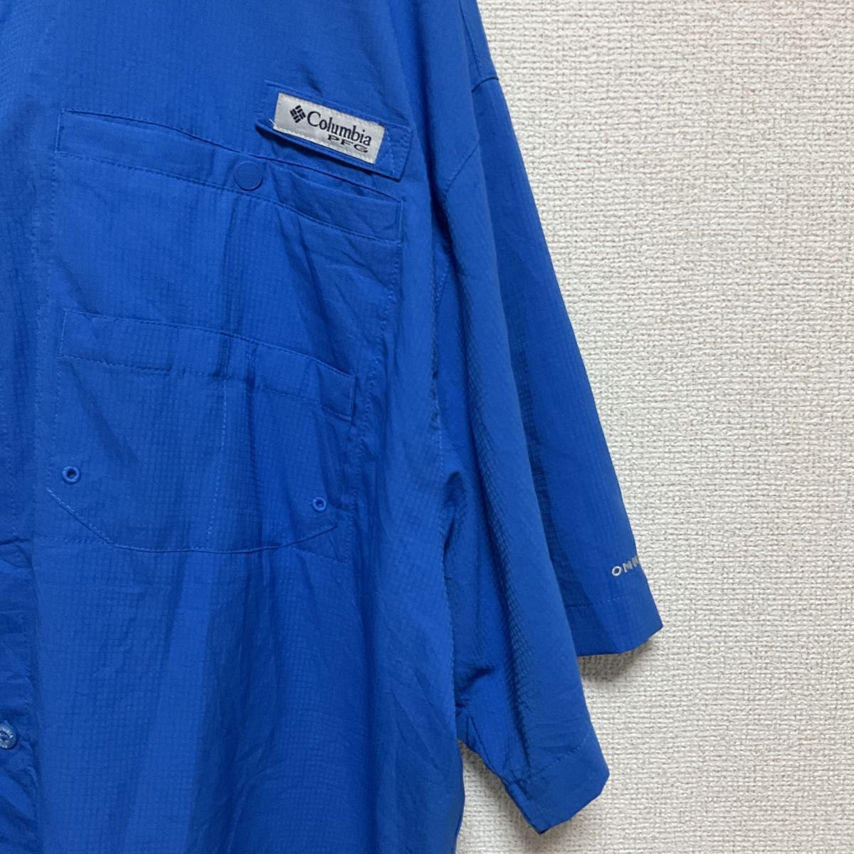 【古着】Columbia コロンビア　PFG 企業ロゴ　フィッシングシャツ　半袖