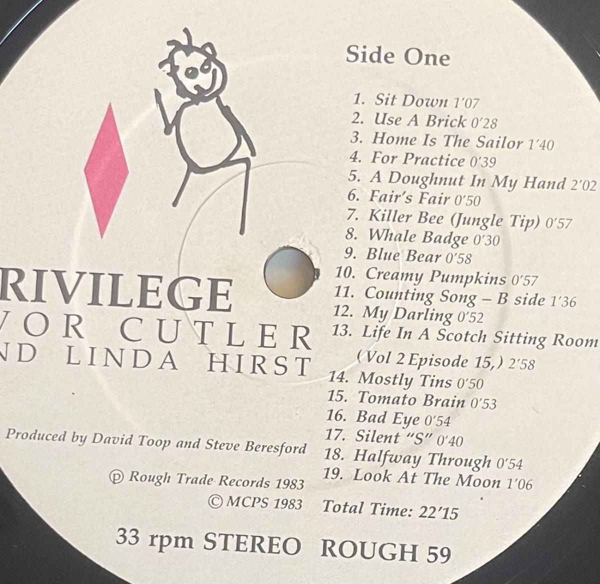 LP IVOR CUTLER & LINDA HIRST Privilege Steve Beresford David Toop Rough Trade_画像2