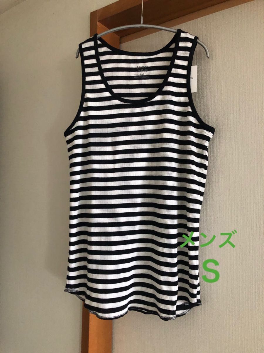 BROWNY STANDARD ワッフルタンクトップ S ボーダー サーマル