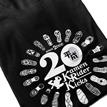 仮面ライダー Tシャツ カットソー 半袖 平成仮面ライダー20周年記念 ライダーキックTシャツ 歴代ライダー 足跡 足裏 Mサイズ_画像3