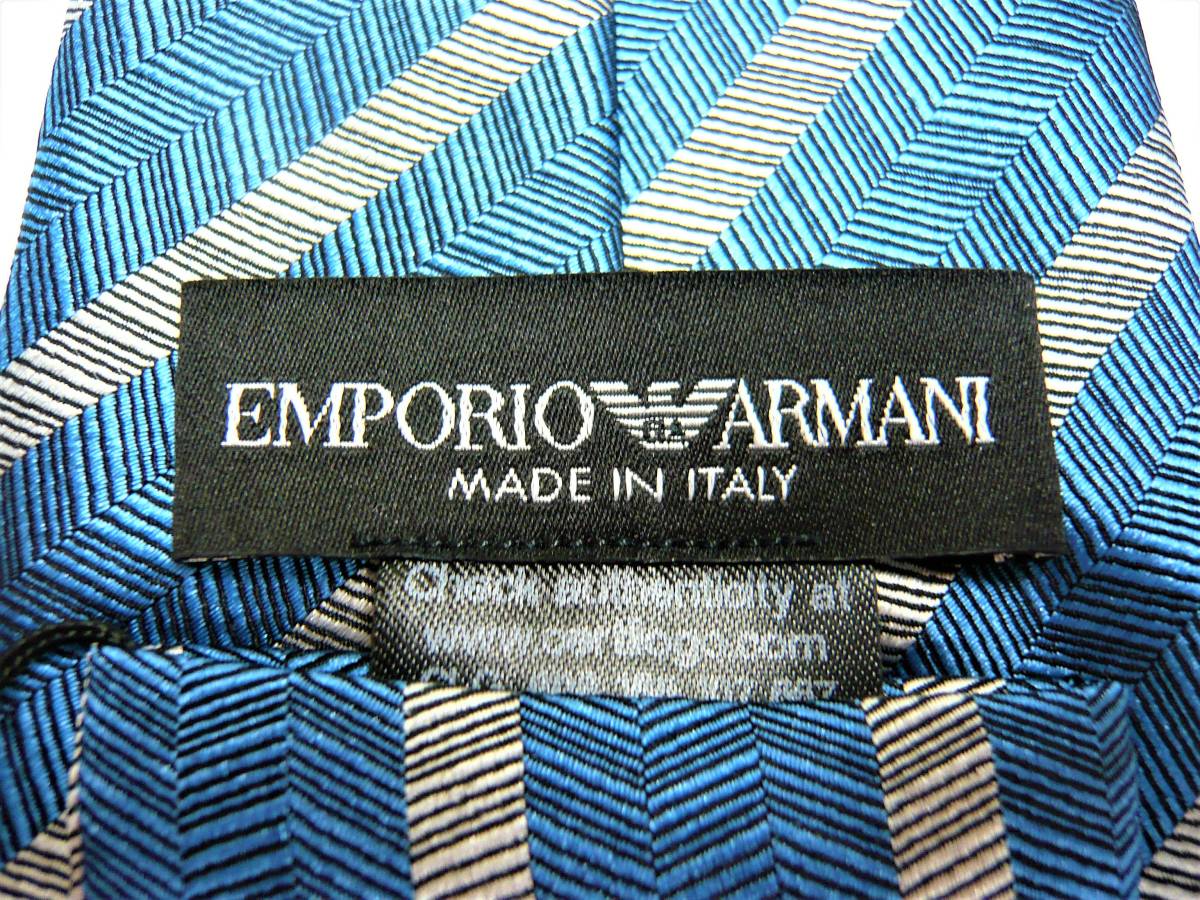 エンポリオ アルマーニ　ネクタイ 01C　新品 タグ付　専用ケース無し　ご自身用に　EMPORIO ARMANI　ライトブルー　ストライプ