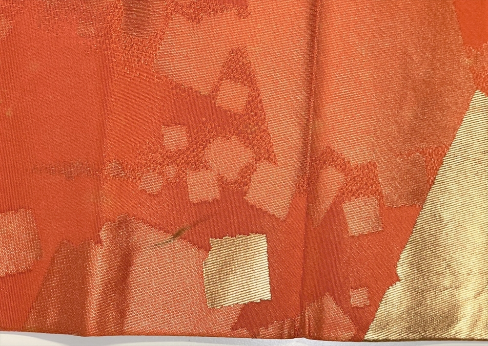 花とら●リサイクル帯　名古屋帯　川島織物謹製　破れ切箔　橙　錦織 　　　230602_画像5