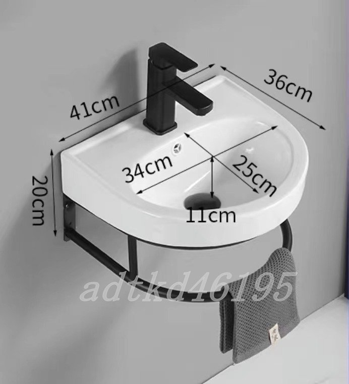 実用品 洗面ボウル 手洗い器 洗面ボール 小型洗面所 浴室洗面台 洗面台セット シンク タオルハンガー付き 手入れが簡単_画像2