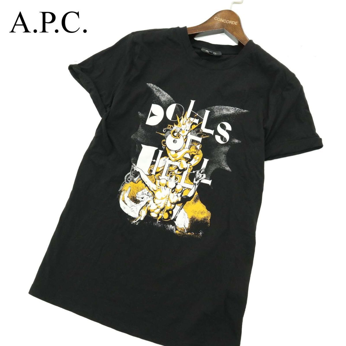 A.P.C. アーペーセー 春夏 【DOLLS OF HELLS】 プリント 半袖 カットソー Tシャツ Sz.M　メンズ 黒　A3T06940_6#D_画像1