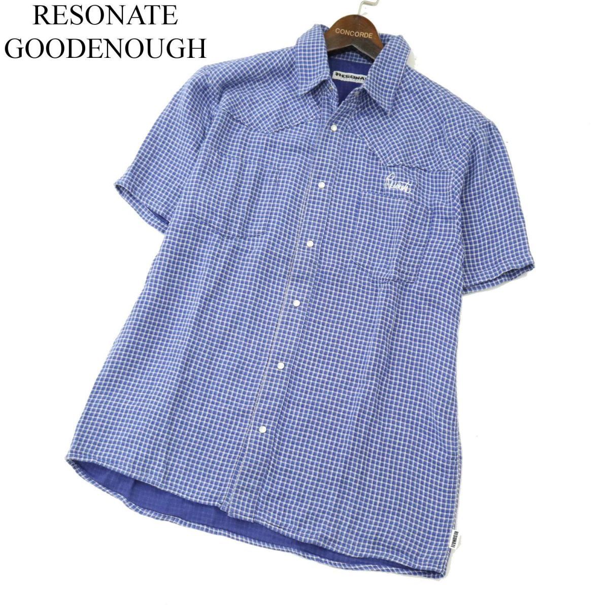 【美品】GOODENOUGHグッドイナフ/ ガーゼシャツ/ M RESONATE GOODENOUGH リゾネイト グッドイナフ ロゴ刺繍☆ W