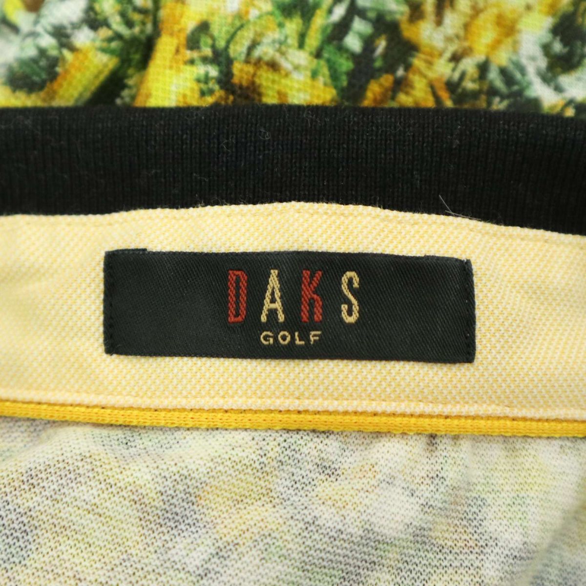 DAKS GOLF ダックス ゴルフ 春夏 ロゴ刺繍★ 【花柄 フラワー 総柄】 半袖 ポロシャツ Sz.M　メンズ 日本製　A3T07257_6#A_画像6