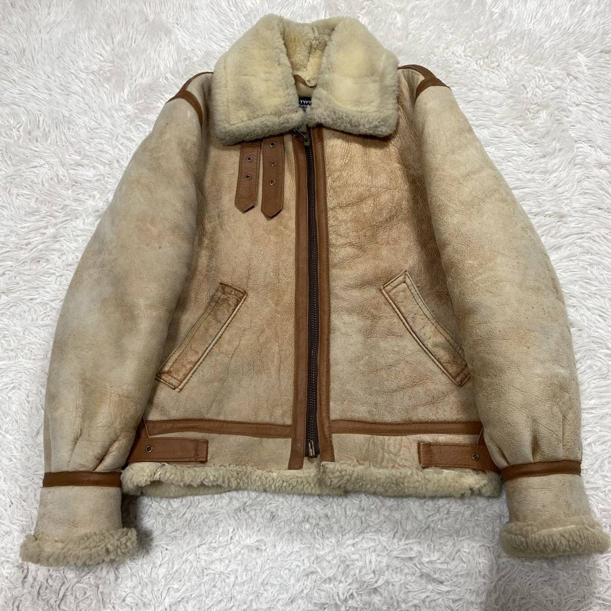最初の ☆希少☆ Schott B-3 リアルムートン フライトジャケット M相当サイズ Mサイズ 最初の ☆希少☆ Schott B-3 リアルムートン フライトジャケット M相当サイズ Mサイズ
