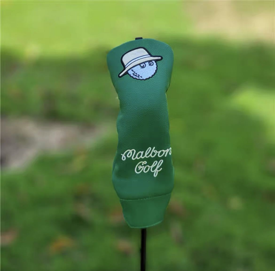 新品4点セット】Malbon Golfマルボンゴルフカバー緑オフホワイト帽子-