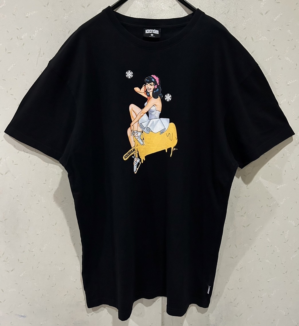 ＊アイスクリーム ICECREAM 棒アイス ガールプリント 半袖Tシャツ トップス 大きいサイズ 2X　　　　　　BJBC.F_画像1