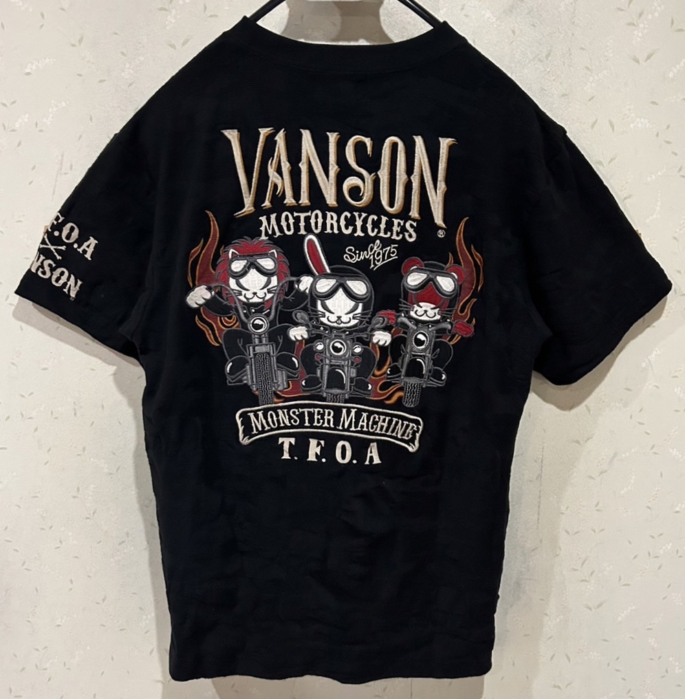 ＊バンソン VANSON×T.F.O.A デスラビット バイク 刺繍 ジャドー カモ 半袖 Tシャツ トップス M　　　　 BJBC.C_画像1