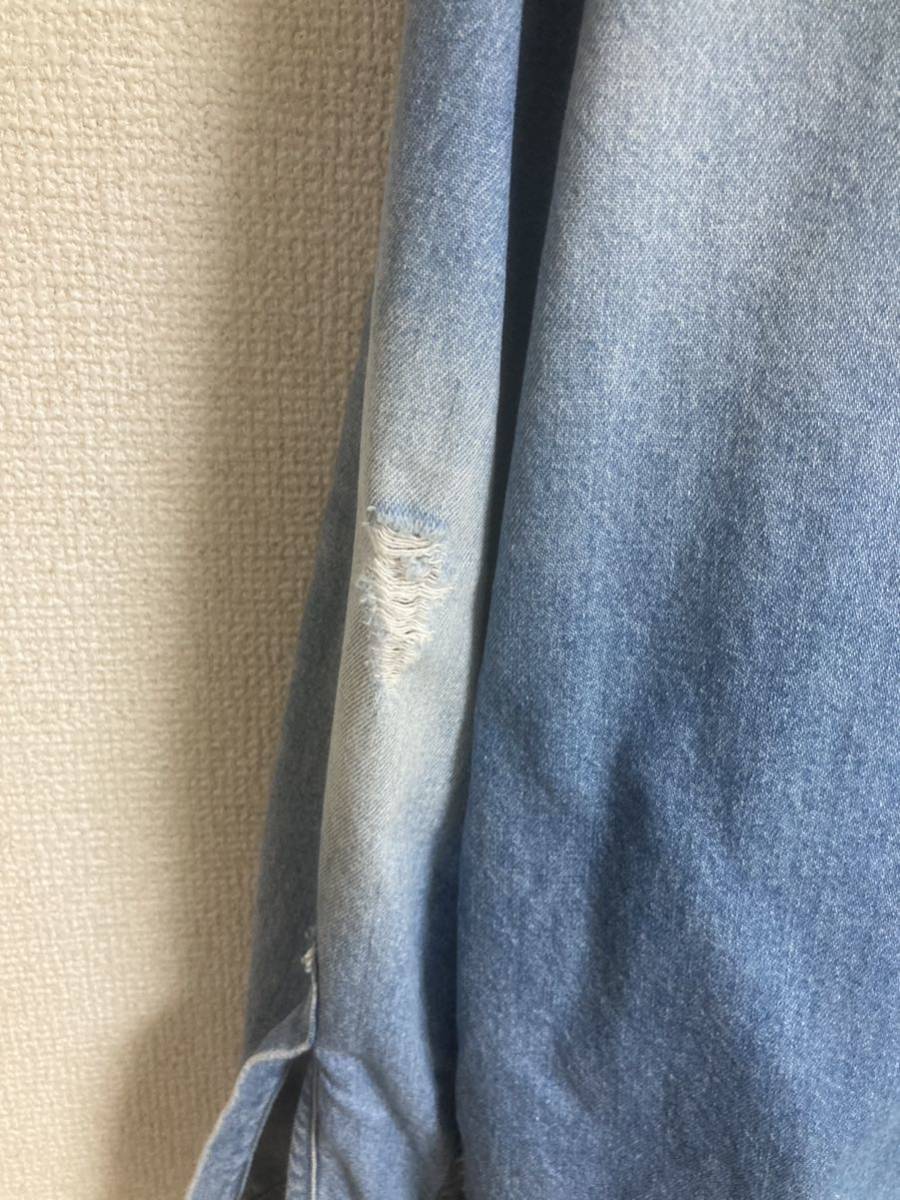 アミリamiriオーバーサイズ ウエスタンダメージデニムシャツ