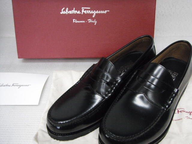 未使用品 Salvatore Ferragamo サルバトーレフェラガモ SPALATO ローファー ビジネスシューズ 8 1/2 靴 メンズ ブラック 定形外1040円 J1-b_画像1