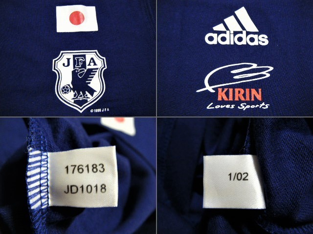 アディダス製　KIRIN×adidas　サッカー日本代表コース 「勝ちT」　青色　サイズ S　懸賞当選品【2002年】　JFA公認　S-A-4_画像7