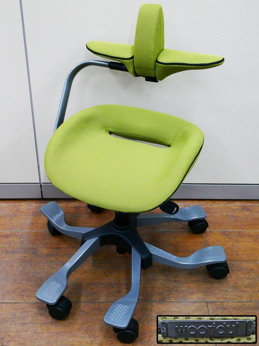 ♯ Wooridul Chair ウリドゥルチェア iPole5 デスクチェア グリーン ファブリック/ オフィスチェア OAチェア ワークチェア 姿勢矯正 椅子
