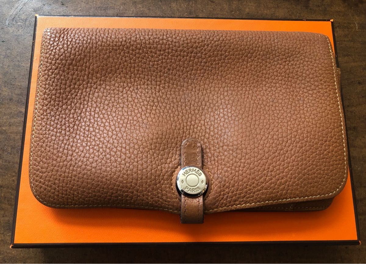 【美品】HERMES エルメス　ドゴンGM 長財布　キャメル　ポーチ付