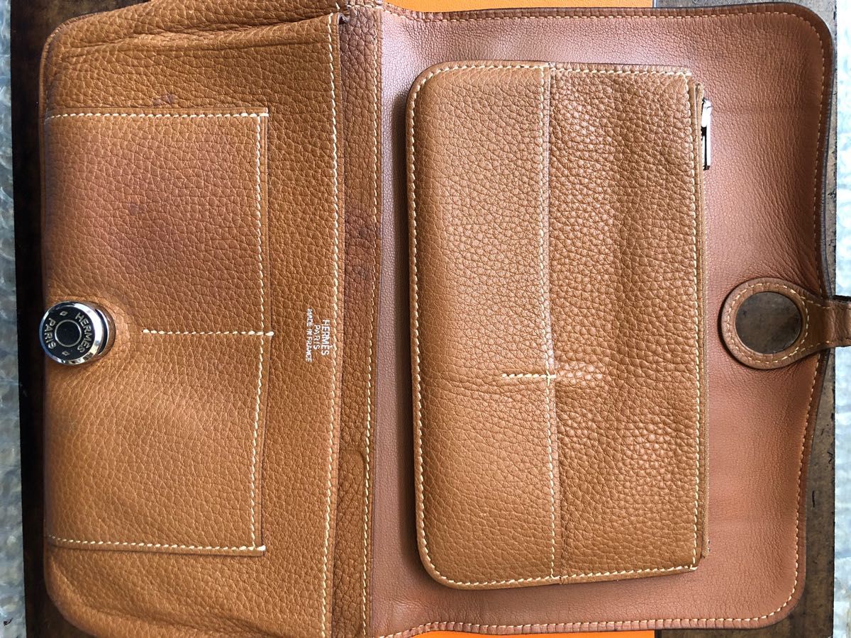 【美品】HERMES エルメス　ドゴンGM 長財布　キャメル　ポーチ付