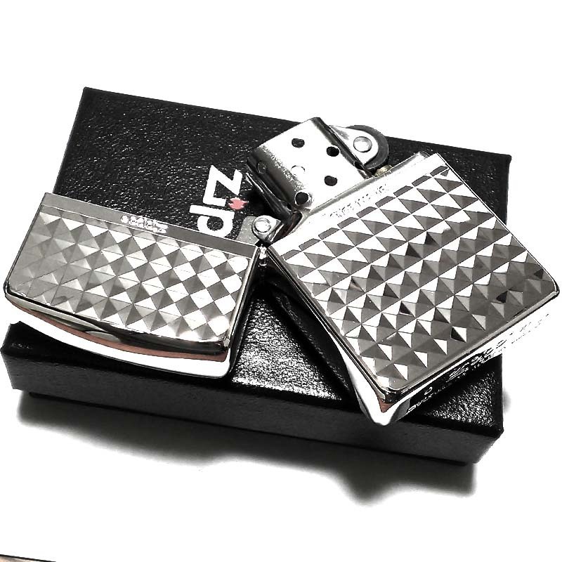 ZIPPO ライター アーマー スタンダード ダイヤカット 鏡面シルバー ジッポ 両面加工 彫刻 かっこいい 重厚 おしゃれ メンズ ギフト_画像4