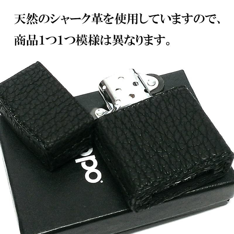 ZIPPO 本革巻き シャーク ジッポ ライター ブラック 全面 サメ かっこいい 鮫皮巻き 黒 手縫い仕上げ おしゃれ メンズ 高級 ギフト_画像4