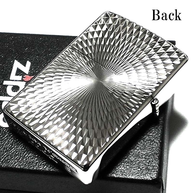 ZIPPO ライター ダイヤモンドカット ジッポ プラチナシルバー 彫刻 両面加工 銀 かっこいい おしゃれ メンズ ギフト プレゼント_画像3