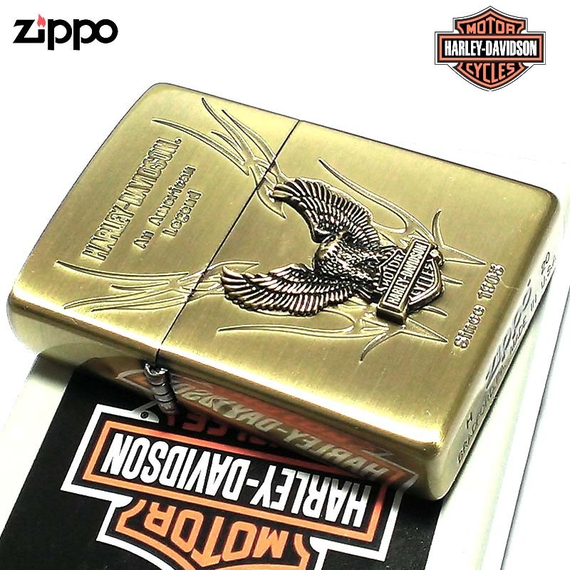 ZIPPO ライター ハーレーダビッドソン ジッポ イーグルメタル アンティークゴールド ブラス 国内限定モデル かっこいい 鷲 おしゃれ メンズ_画像2