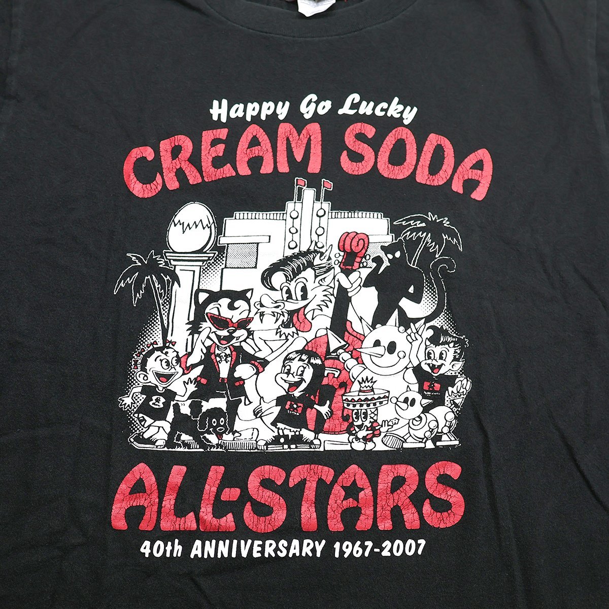 CREAM SODA (クリームソーダ) 40TH ANNIV. ALL-STARS TEE / 40周年 オールスター クルーネックTシャツ ブラック size M / ピンクドラゴン_画像7