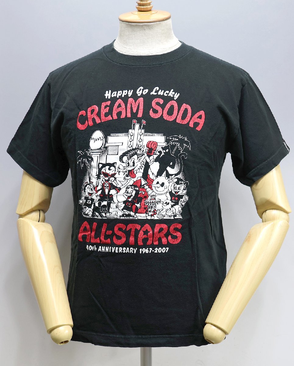 CREAM SODA (クリームソーダ) 40TH ANNIV. ALL-STARS TEE / 40周年 オールスター クルーネックTシャツ ブラック size M / ピンクドラゴン_画像2