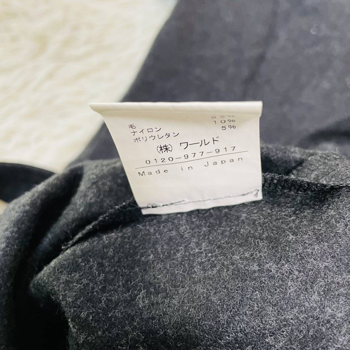 美品】INDIVIインディヴィ ウール 半袖膝丈ベルト付ワンピース 38