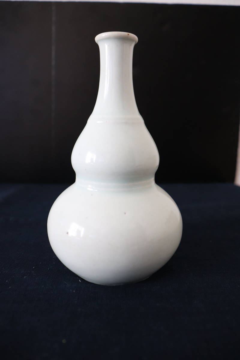 李朝時代 白磁瓢徳利 李朝後期 官窯 酒器 花器 茶漆箱有