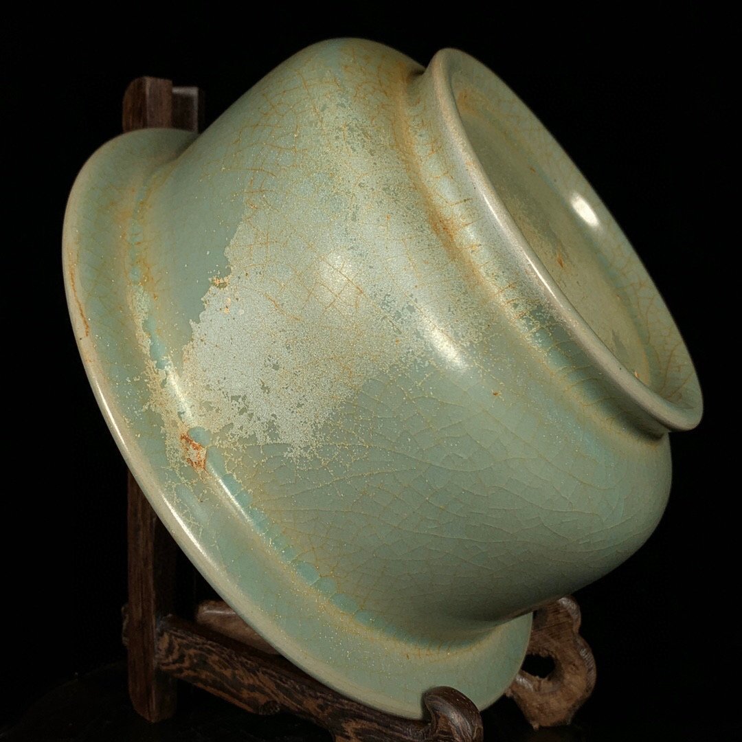 ◆古寳堂◆宋 汝窯 折沿筆洗 古陶瓷品 極細工 古置物 古擺件 中国古美術 時代物 古董品